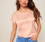 Batwing Sleeve Solid Satin Top