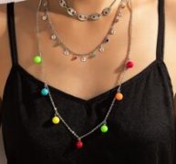 Bead Charm Layered Chain Necklace