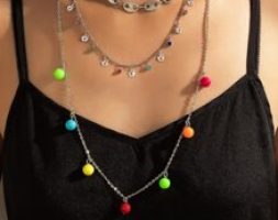 Bead Charm Layered Chain Necklace
