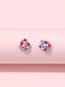 Bead Decor Stud Earrings