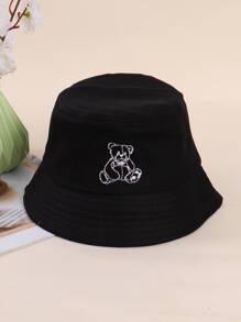 Bear Embroidery Bucket Hat