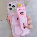 Bear Pattern Phone Case With Push Pull Hand Holder