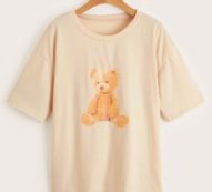 Bear Print Drop Shoulder Tee