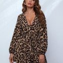 Belted Leopard Print Mini Dress