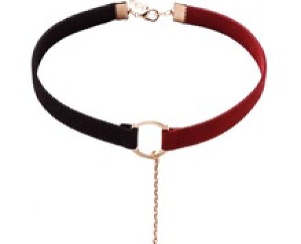 Black And Red Metal Ring Bar Pendant Choker Necklace