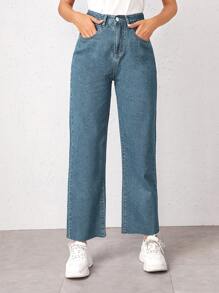 Bleach Wash High-Rise Baggy Jeans