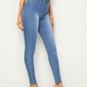 Bleach Wash High Waist High Stretch Skinny Jeggings