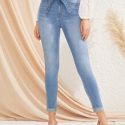 Bleach Wash High-Waisted High Stretch Skinny Jeans