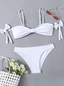 Bow Decor Cami Bikini Swimsuit