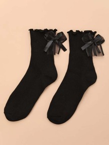 Bow Decor Crew Socks