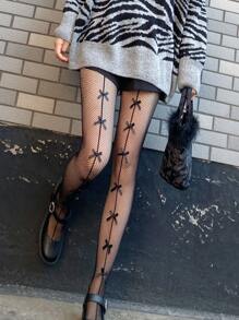 Bow Decor Fishnet Tights