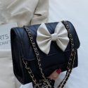 Bow Decor Flap Shoulder Bag