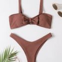 Bow Decor High Leg Bikini Swimsuit