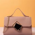 Braided Detail Metal Decor Flap Square Bag