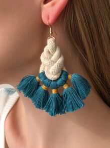 Braided Tassel Drop Earrings