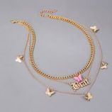 Brat & Butterfly Charm Layered Chain Necklace