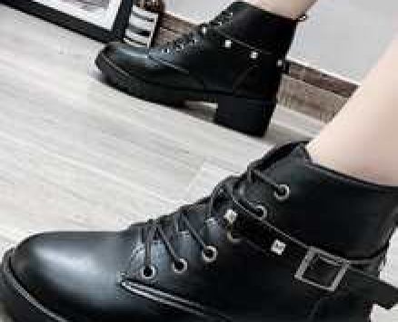 Buckle Decor Lace Up Front Boots