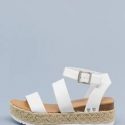 Buckled Ankle Open Toe Flatform Espadrille Sandals