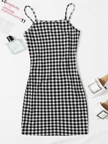 Buffalo Plaid Bodycon Cami Dress