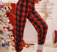Buffalo Plaid Tie Front Sleep Pants