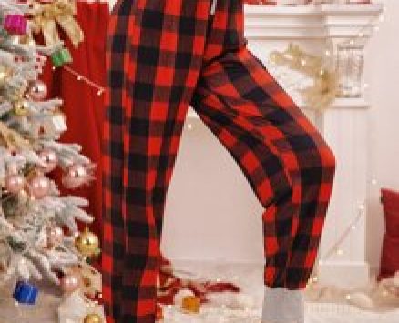 Buffalo Plaid Tie Front Sleep Pants
