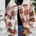 Buffalo Plaid Zip Up Teddy Coat