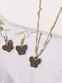 Butterfly Decor Chain Necklace & Earrings