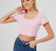 Butterfly Embroidery Crop Tee