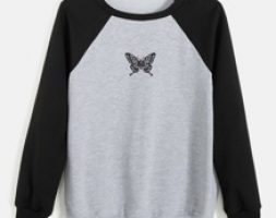 Butterfly Graphic Colorblock Sweatshirt