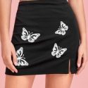 Butterfly Graphic Split Skirt