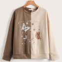 Butterfly Graphic Two Tone Sweatshirt