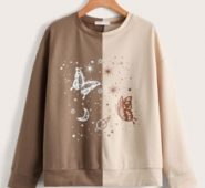 Butterfly Graphic Two Tone Sweatshirt