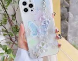 Butterfly Pattern Phone Case With Hand Strap