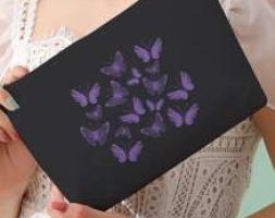 Butterfly Pattern Zippered Makeup Bag