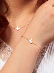 Butterfly Pendant Bracelet & Necklace 2pcs