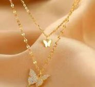 Butterfly Pendant Layered Chain Necklace