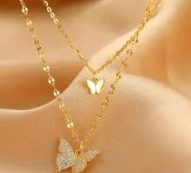 Butterfly Pendant Layered Chain Necklace