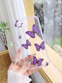 Butterfly Print Transparent Phone Case