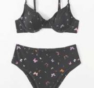 Butterfly Print Underwire Bikini Swimsuit