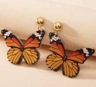 Butterfly Round Ball Drop Earrings