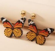 Butterfly Round Ball Drop Earrings