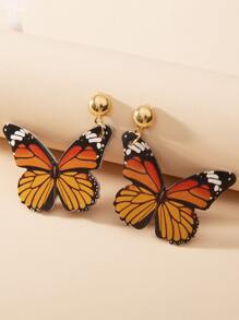 Butterfly Round Ball Drop Earrings