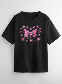 Butterfly & Floral Graphic Tee