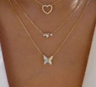 Butterfly & Heart Charm Layered Necklace