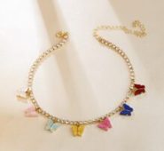 Butterfly & Rhinestone Decor Necklace