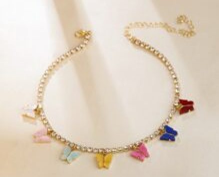 Butterfly & Rhinestone Decor Necklace