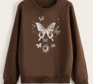 Butterfly & Sun & Moon Graphic Sweatshirt
