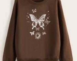 Butterfly & Sun & Moon Graphic Sweatshirt