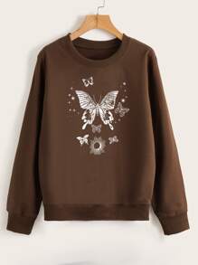 Butterfly & Sun & Moon Graphic Sweatshirt