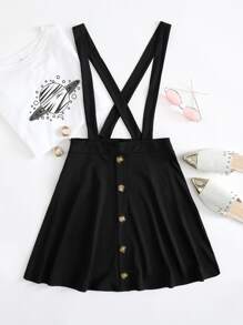 Button Detailing Pinafore Mini Skirt